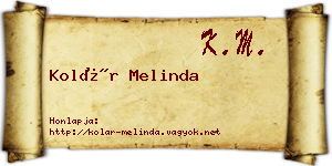 Kolár Melinda névjegykártya